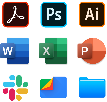Integrations for Microsoft Office 365, Slack, Adobe, iOS Files App, Android Files App, Windows File Explorer, Mac Finder