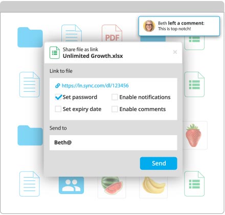 Secure file sharing with links