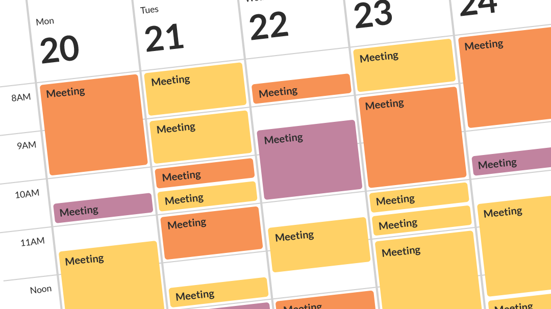 A busy calendar full of meetings.