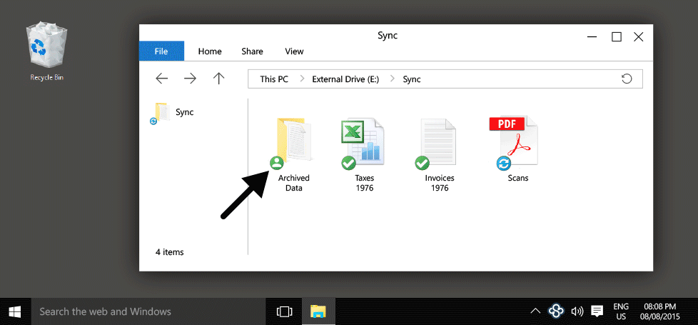 What does the sync icon look like?