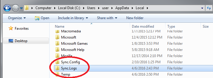 Log folder. Sync folders Pro.